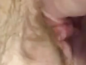 Lexii Sapphire pounds her white pearly pussy with a meaty dildo and a pearly muff
